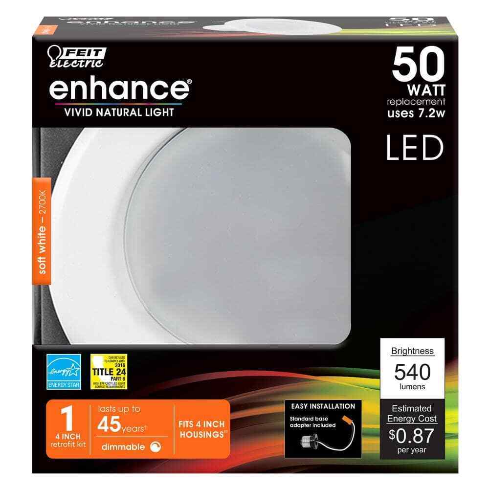 Feit Electric 4 in. Integrated LED Recessed Light Trim CEC Downlight Soft White