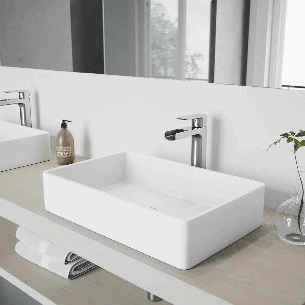 VIGO Amada Single Handle Single-Hole Bathroom Vessel Faucet in Brushed Nickel