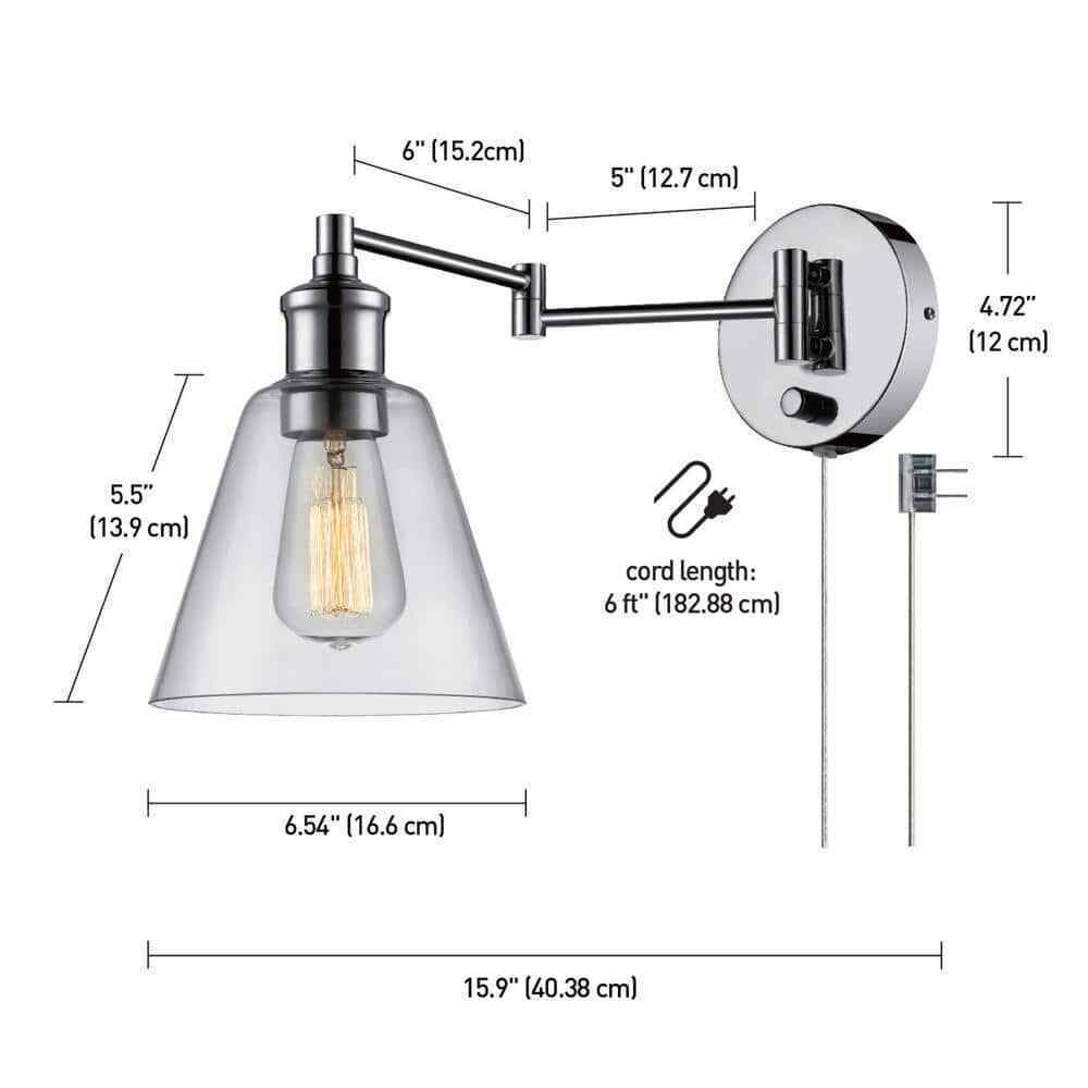 Globe Electric LeClair 1-Light Chrome Swing Arm Wall Sconce 65704