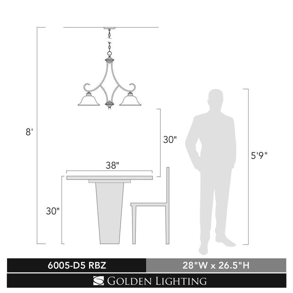 Golden Lighting Lancaster Collection 5-Light Rubbed Bronze Chandelier Light
