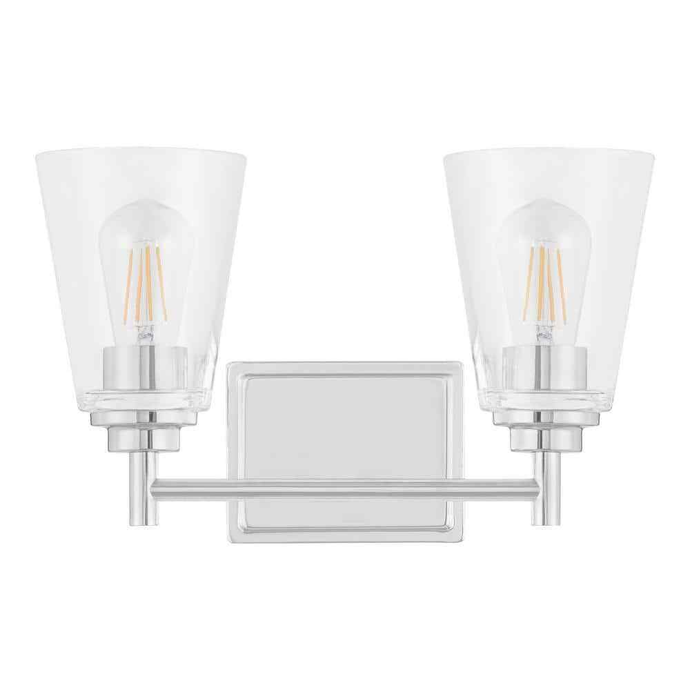 Hampton Bay Wakefield 15 in. 2-Light Chrome Modern Vanity Light