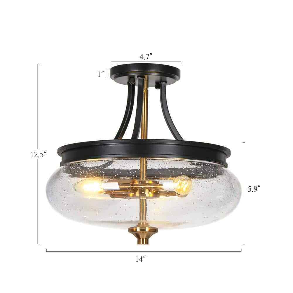 Uolfin Modern Farmhouse Black 3-Light Gold Kitchen Ceiling Lights