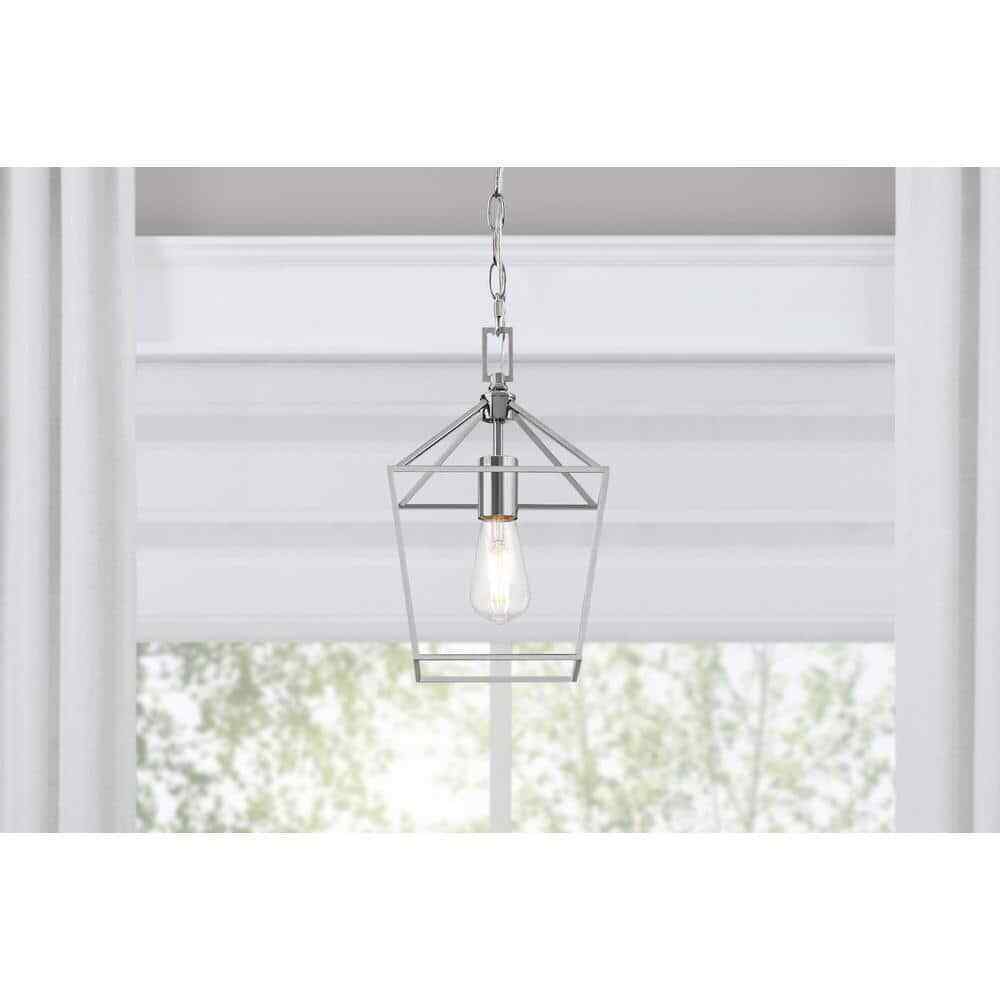 Home Decorators Weyburn 1-Light Chrome Farmhouse Mini Pendant Light Fixture