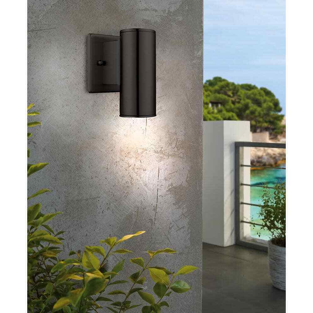Eglo Riga 4.25 in. W x 6 in. H 1-Light Black Hardwired Outdoor Wall Sconce