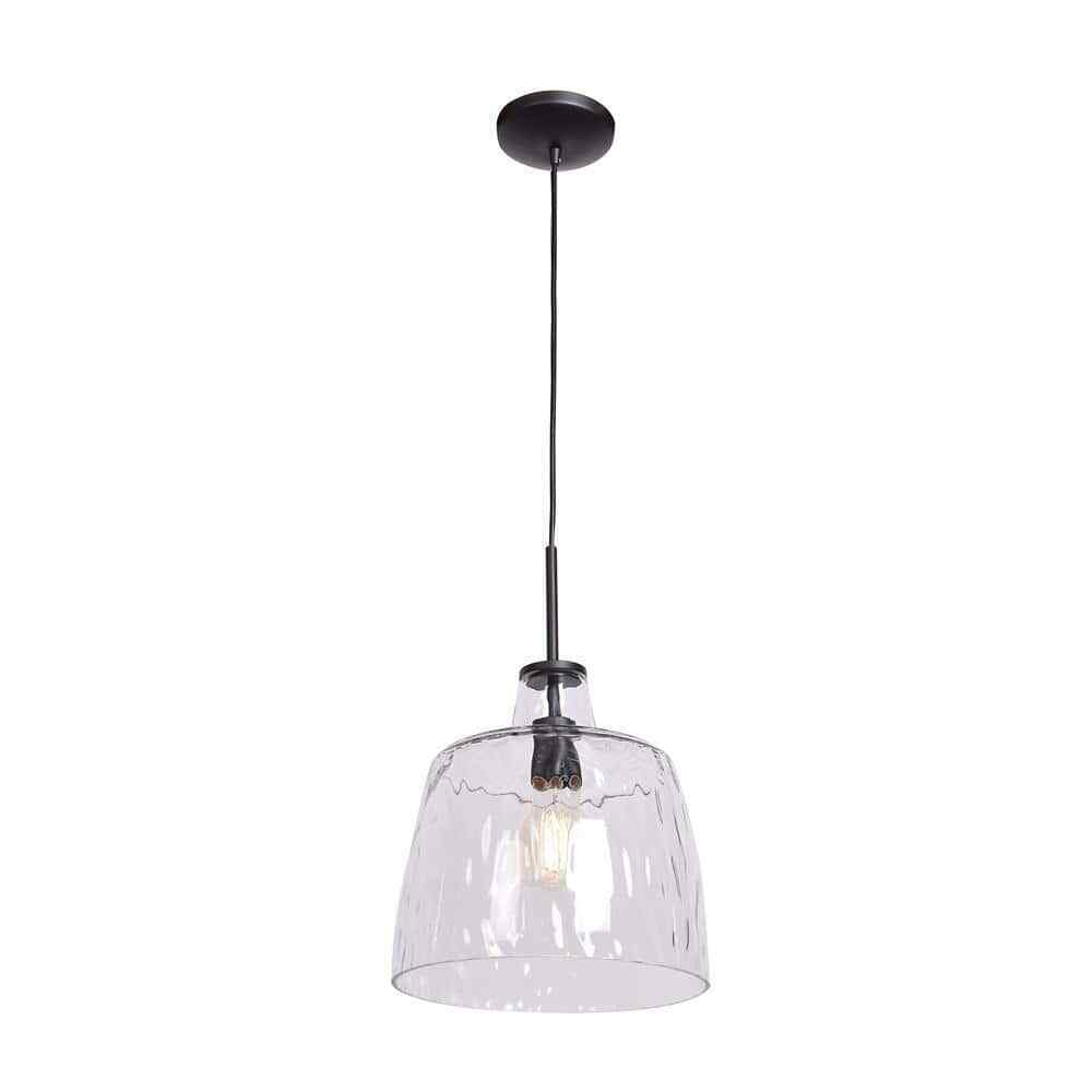 Access Lighting Simplicite 11 in. 1-Light Black Pendant with Clear Glass Shade