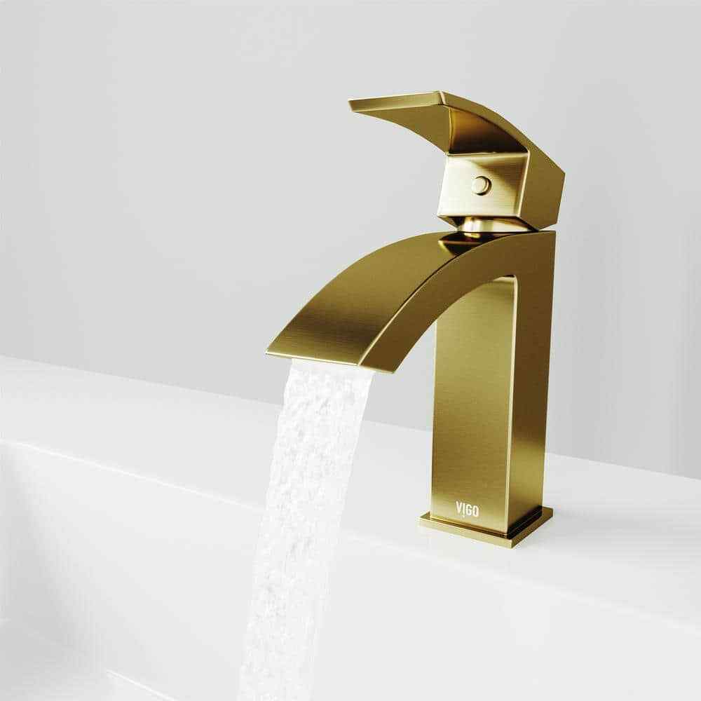 VIGO Satro Single Handle Single-Hole Bathroom Faucet in Matte Brushed Gold