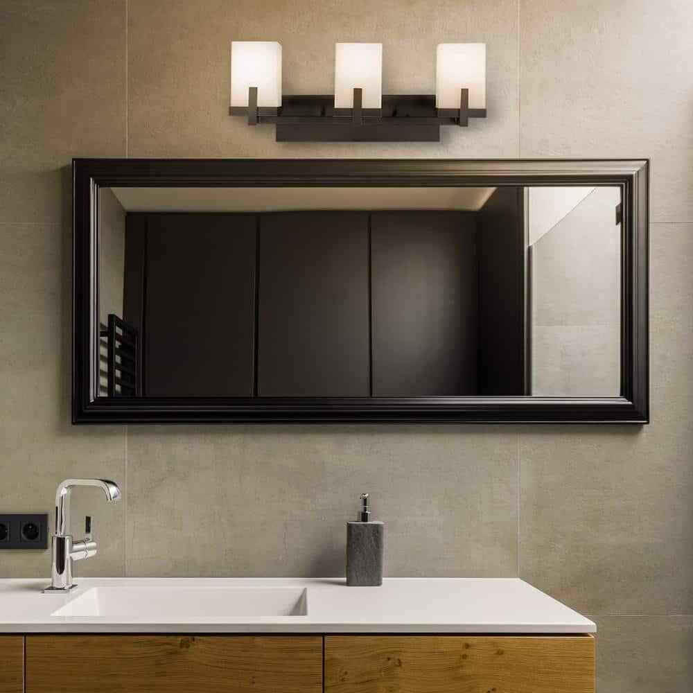 Globe Electric Helena 3-Light Dark Bronze Vanity Light w/ Frosted Glass Shades