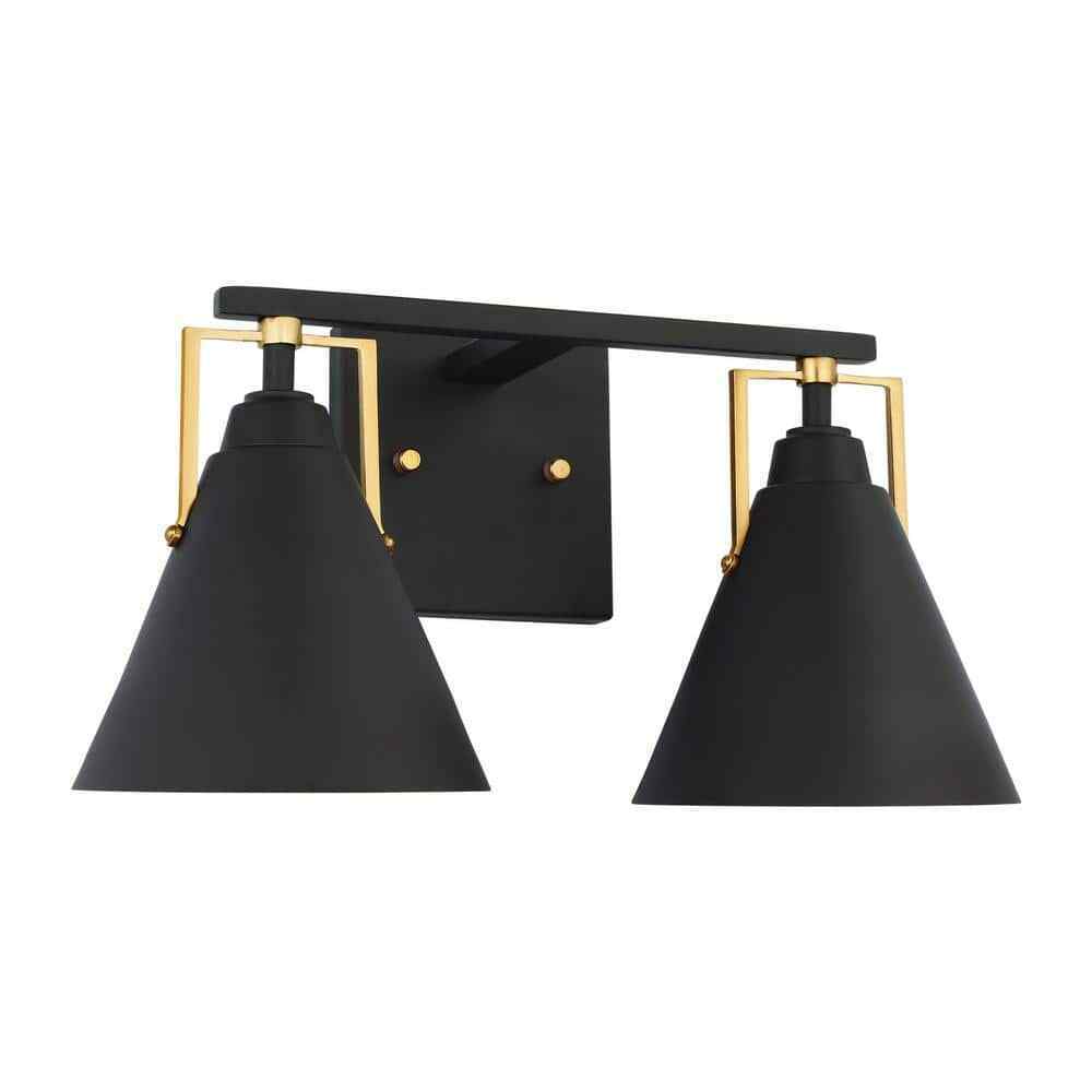 Home Decorators Insdale 2-Light Matte Black Modern Bathroom Vanity Light
