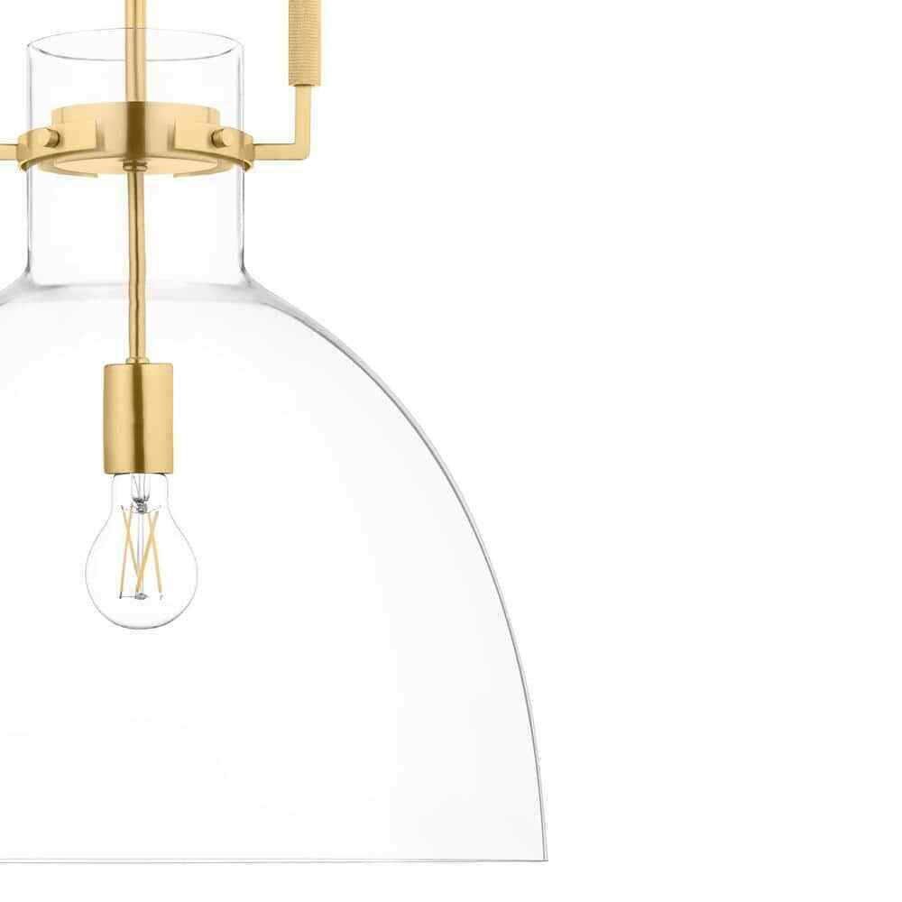 Hampton Bay Ballington Gold Oversized Pendant Light Fixture w/ Clear Glass Shade