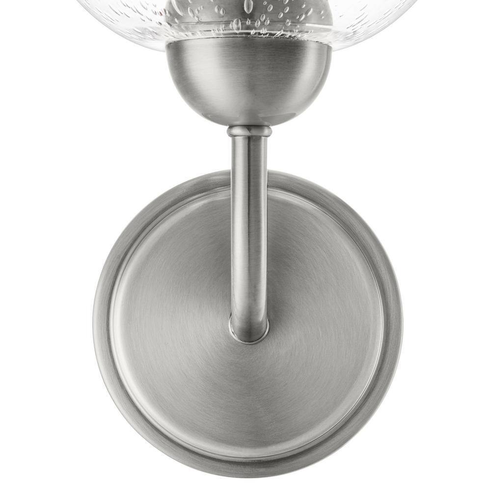 Home Decorators Collection Jill 1-Light Brushed Nickel Sconce Seeded Glass
