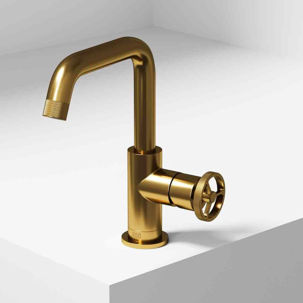 VIGO Cass Single Handle Single-Hole Bathroom Faucet in Matte Brushed Gold