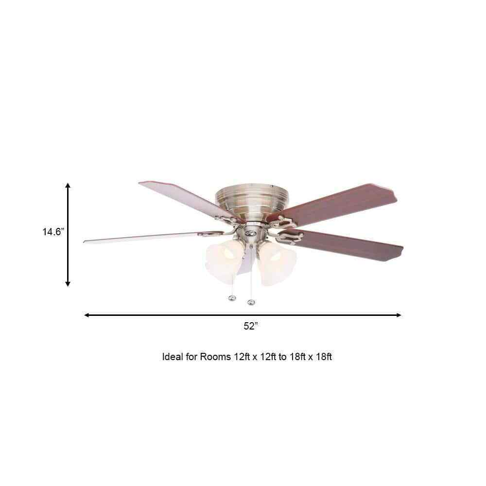 Hampton Bay Carriage House 52 in. Indoor LED Brushed Nickel Ceiling Fan
