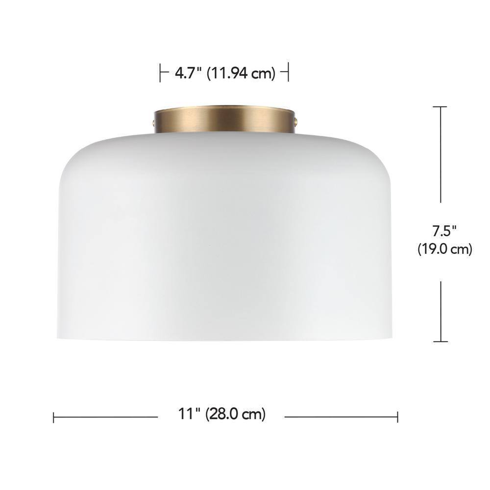 Globe Electric Matte White Flush Mount w/ Inner Frosted Glass Shade