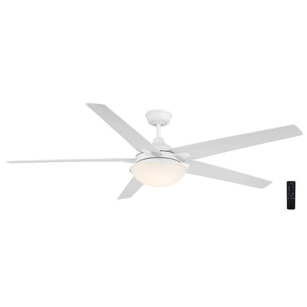 Hampton Bay Belvoy 70 in. Integrated LED Indoor Matte White Ceiling Fan w/Remote