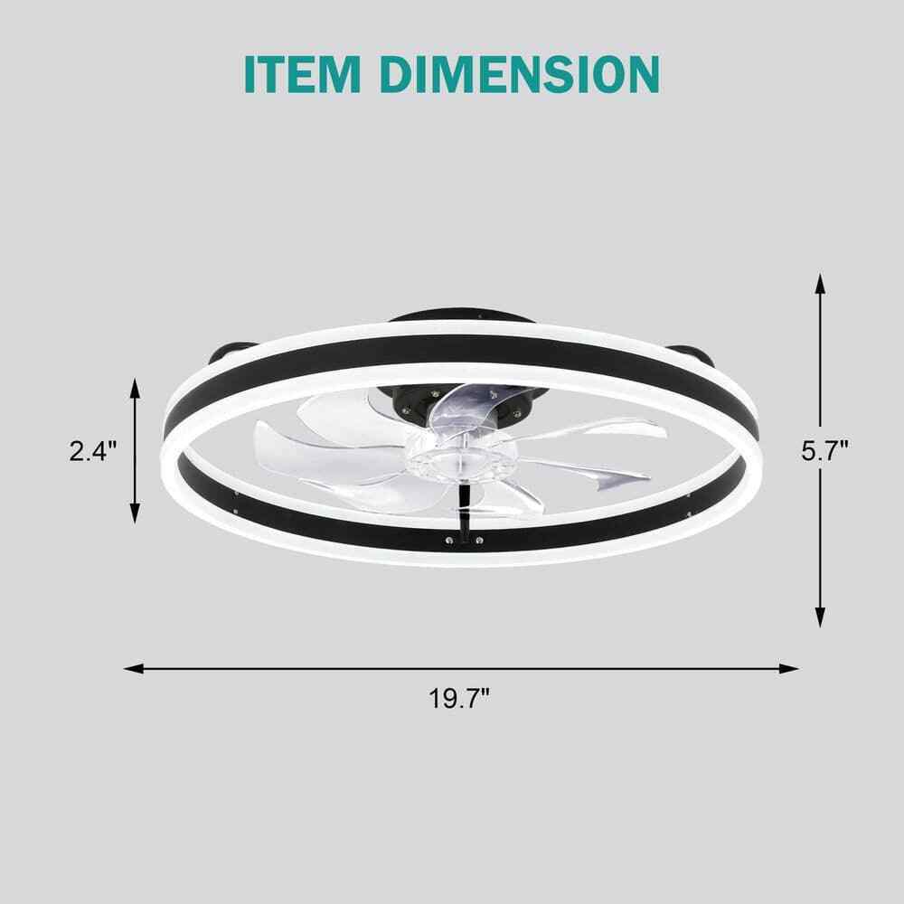Oaks Aura 20in. LED Indoor Black Bladeless Low Profile Ceiling Fan