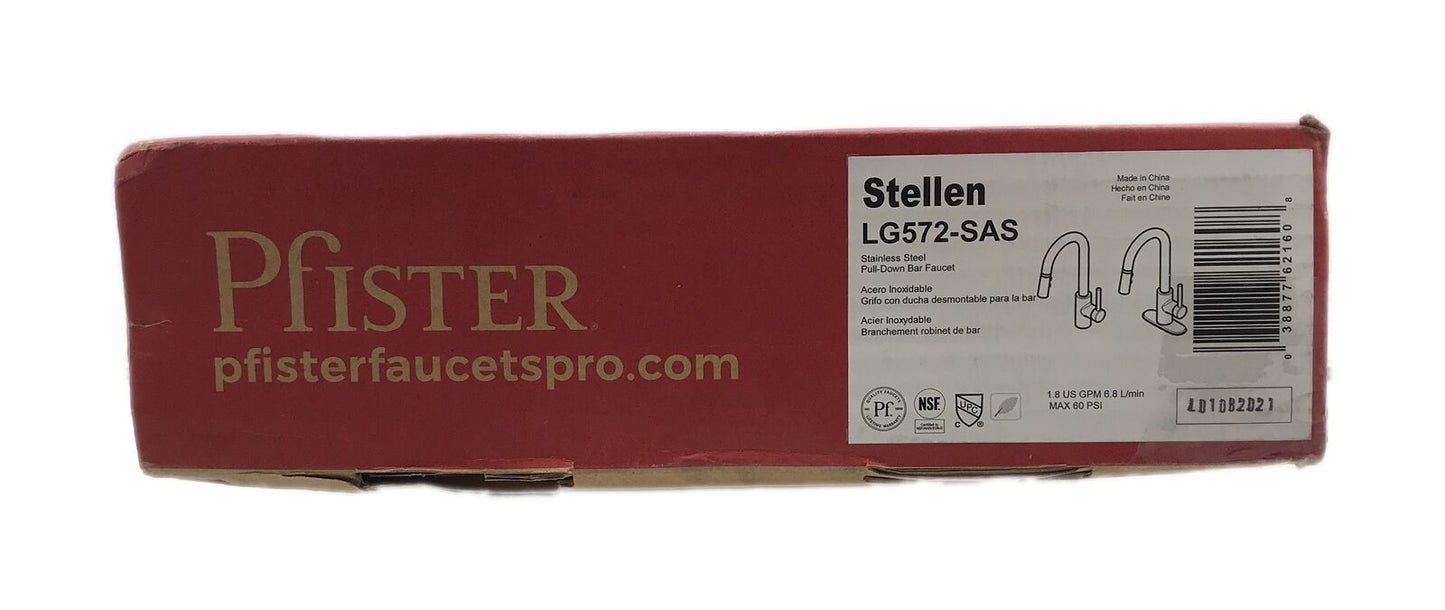Pfister Stellen Single-Handle Bar Faucet w/ Pull-Down Sprayer in Stainless Steel