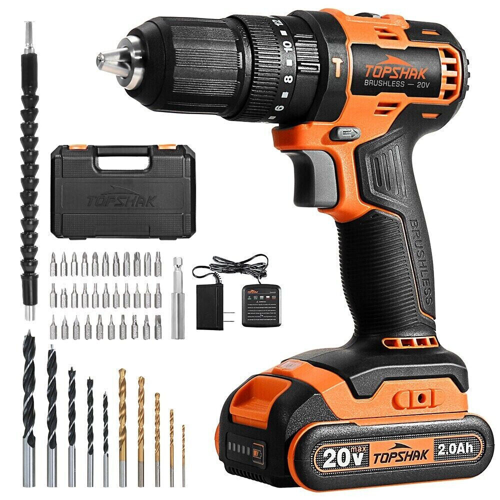 TOPSHAK TS-ED5 20V Li-Ion 1/2 in. Brushless Impact Electric Drill Variable Speed