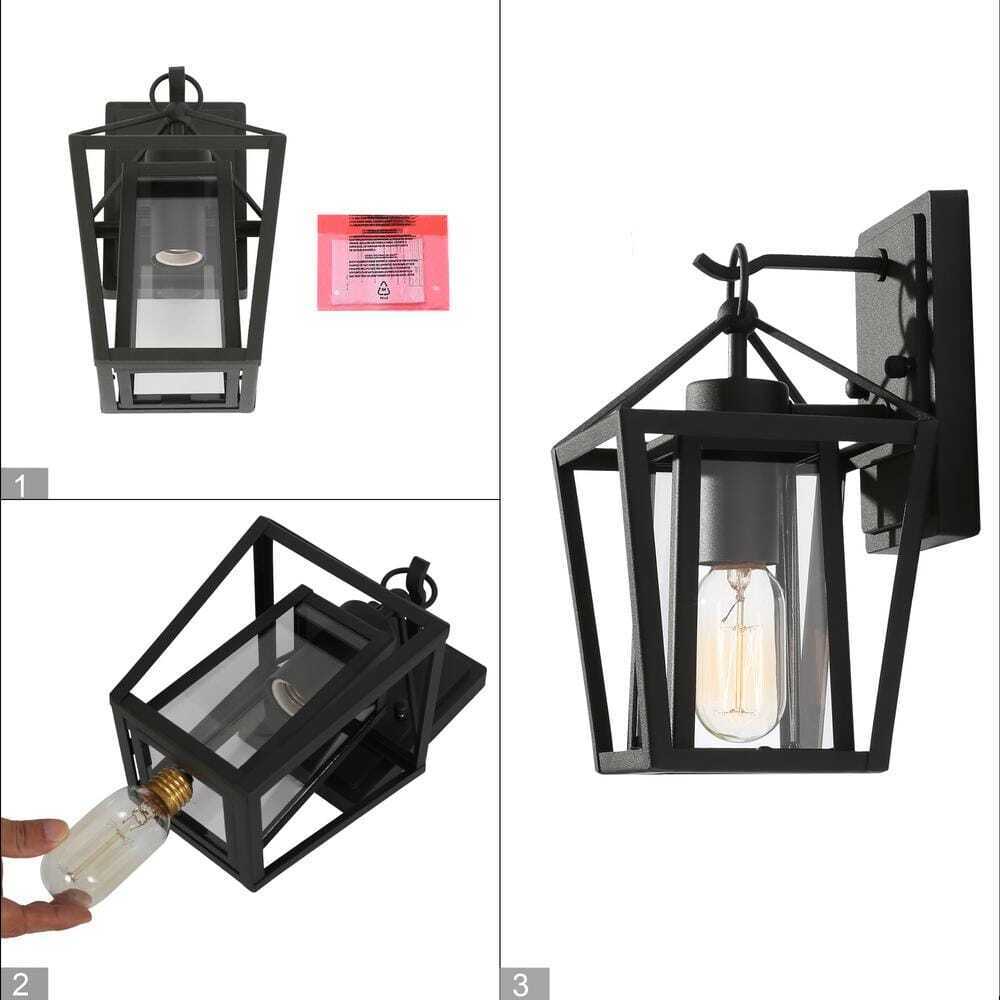 Uolfin Modern Farmhouse Arie 1-Light Industrial Black Cage Outdoor Sconce