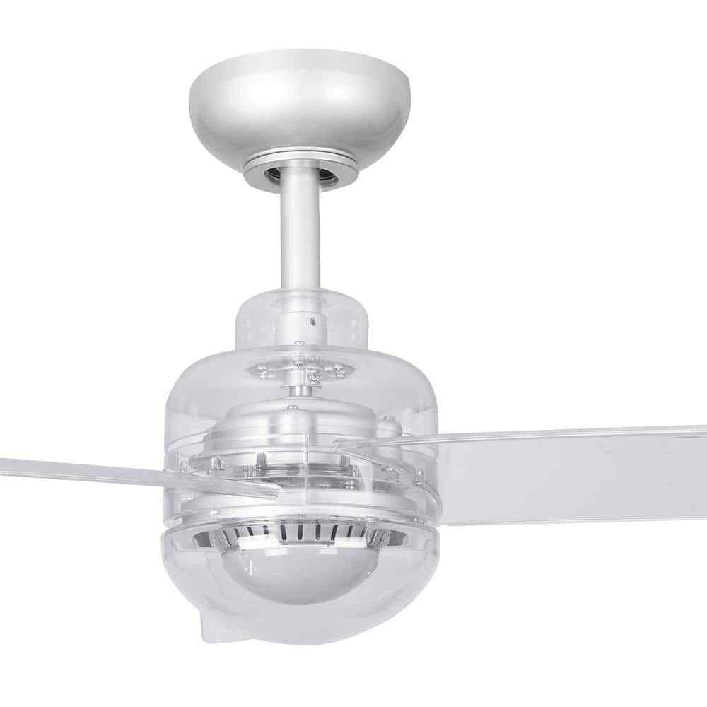 Home Decorators Everaine 52 in. White Integrated LED Silver Ceiling Fan