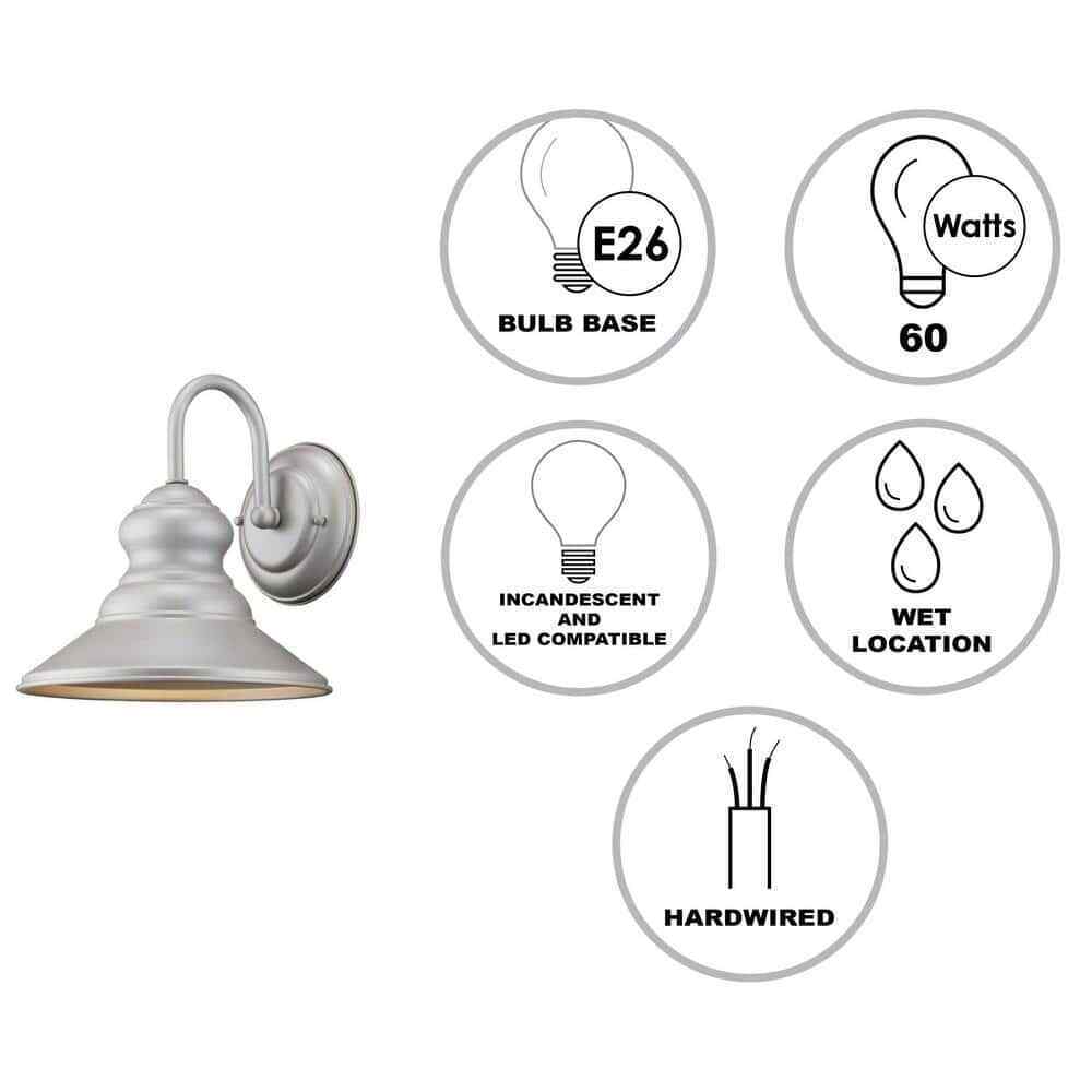 Bel Air Lighting 1-Light Silver Farmhouse Outdoor Barn Light Wall Sconce