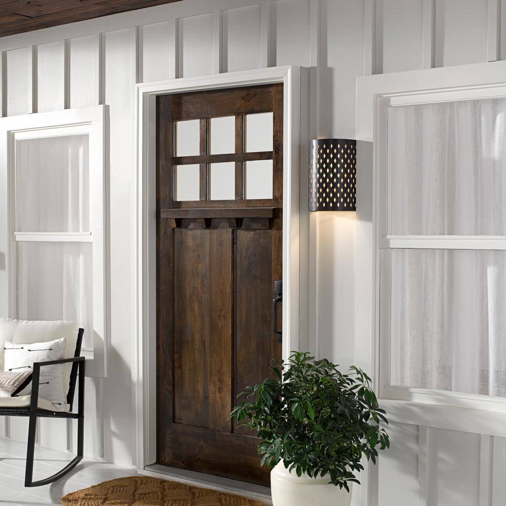 River of Goods Theo 1-Light Matte Black Wall Lantern Sconce Exterior Lighting