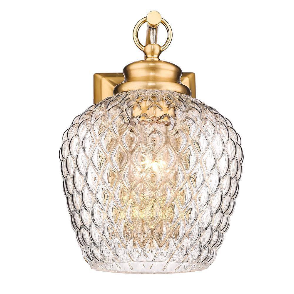 Golden Lighting Adeline Modern Brushed Gold Wall Sconce w/ Clear Glass Shade