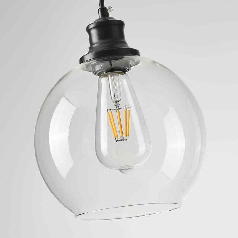 GoYeel Modern Contemporary Black Ceiling Pendant Light w/ Globe Glass Shade