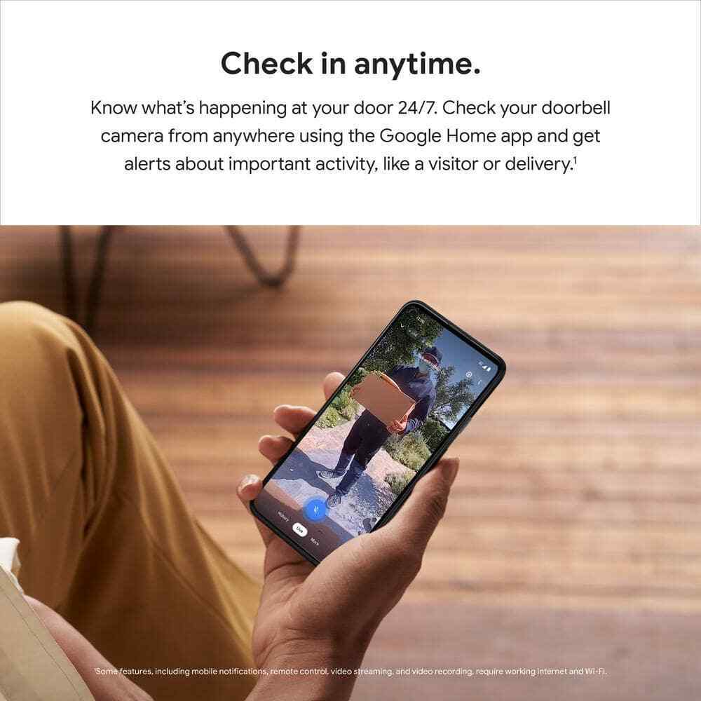 Google Nest Doorbell Battery - Smart Wi-Fi Video Doorbell Camera - Snow