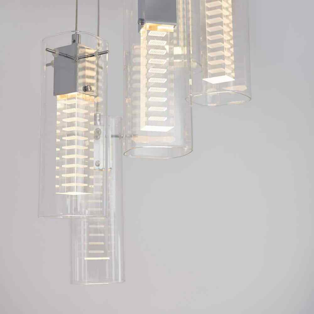 Artika Hologram 5 Light Chrome Modern LED Pendant Light Fixture Kitchen Dining