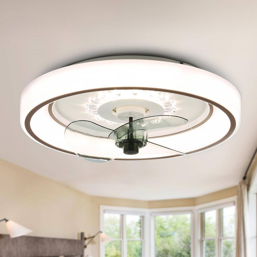 Bella Depot 19 in. Indoor Smart App Control White Ceiling Fan w/ Integrated LED