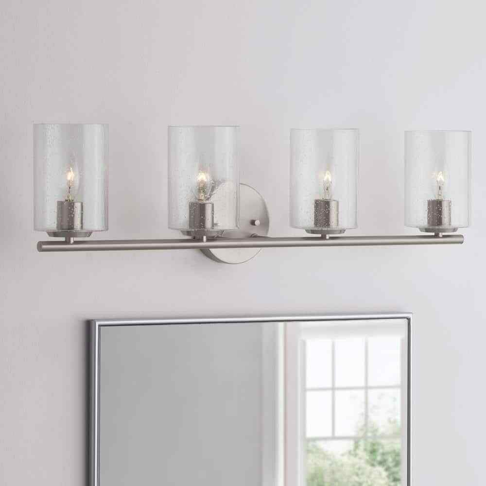 Hampton Bay Champlain 4-Light Brushed Nickel Modern Bathroom Vanity Light
