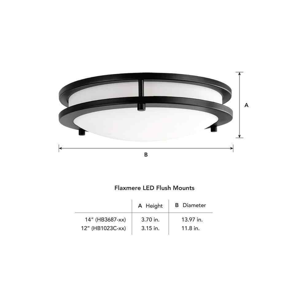 Hampton Bay Flaxmere 12 in. Matte Black Integrated LED Flush Mount Ceiling Light
