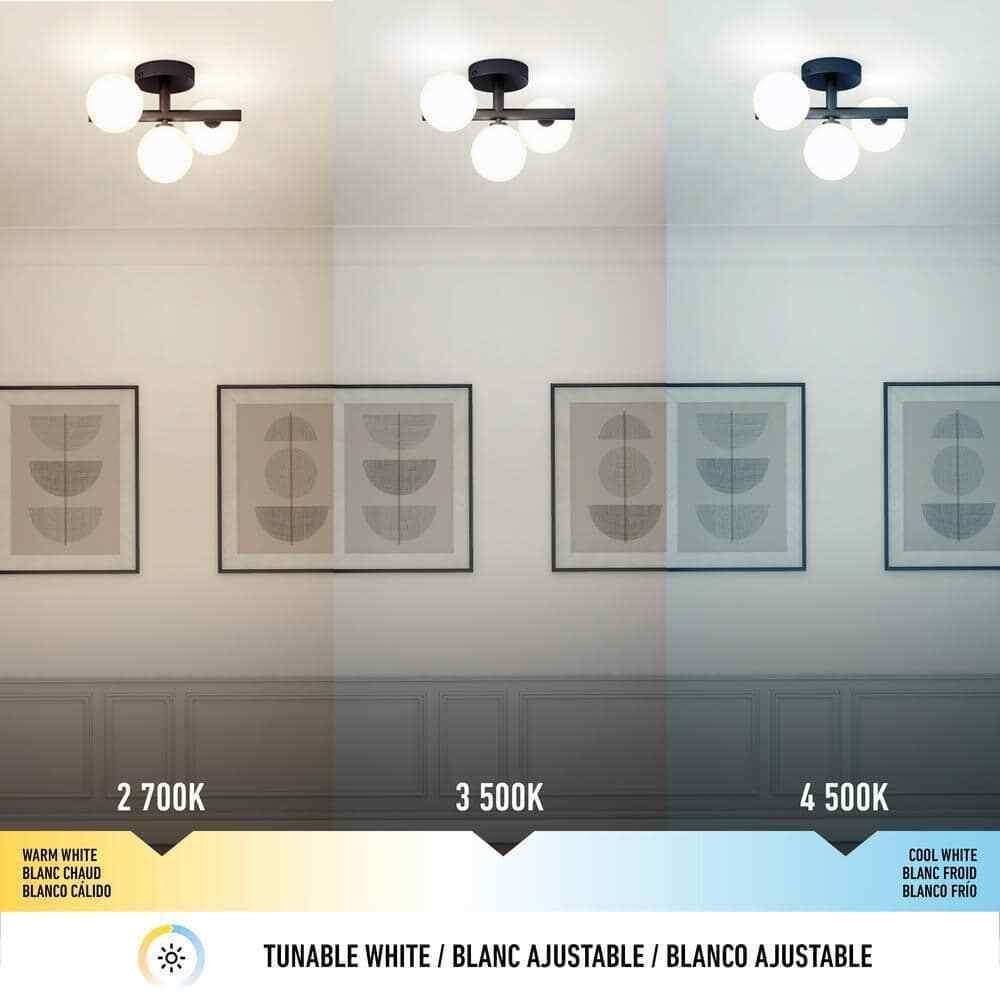 Artika Bloom 13 in 3-Light Black Selectable LED Modern Flush Mount Light Fixture