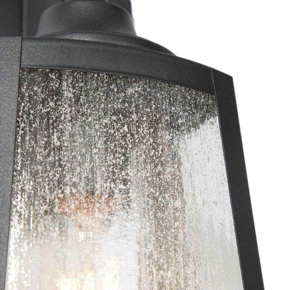 Uolfin 12 in. 1-Light Textured Black Outdoor Light Wall Sconce 1-Pack