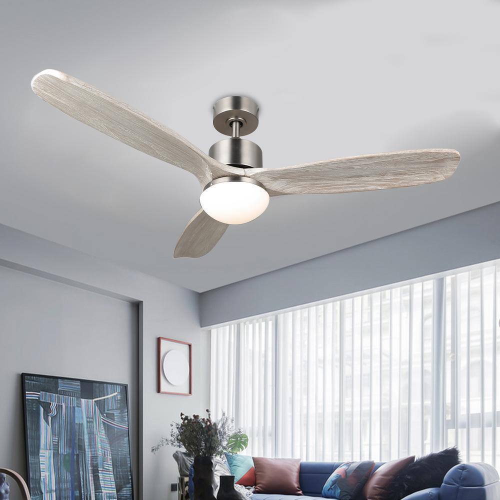 Merra 52 in. LED Brushed Nickel Ceiling Fan w/ Light Kit and Remote Control