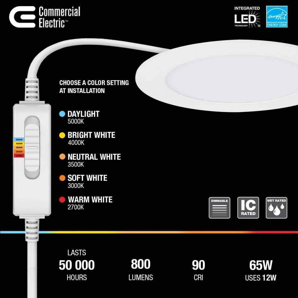 Commercial Electric Ultra Slim 6 in. Color Selectable Recessed LED Kit 4-Pack