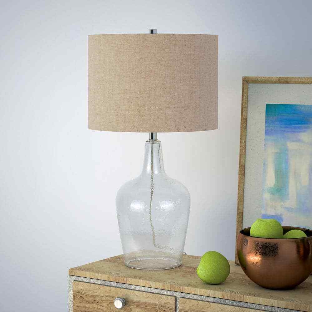 Meyer&Cross Malva 26 in. Polished Nickel Table Lamp with Seeded Glass Shade