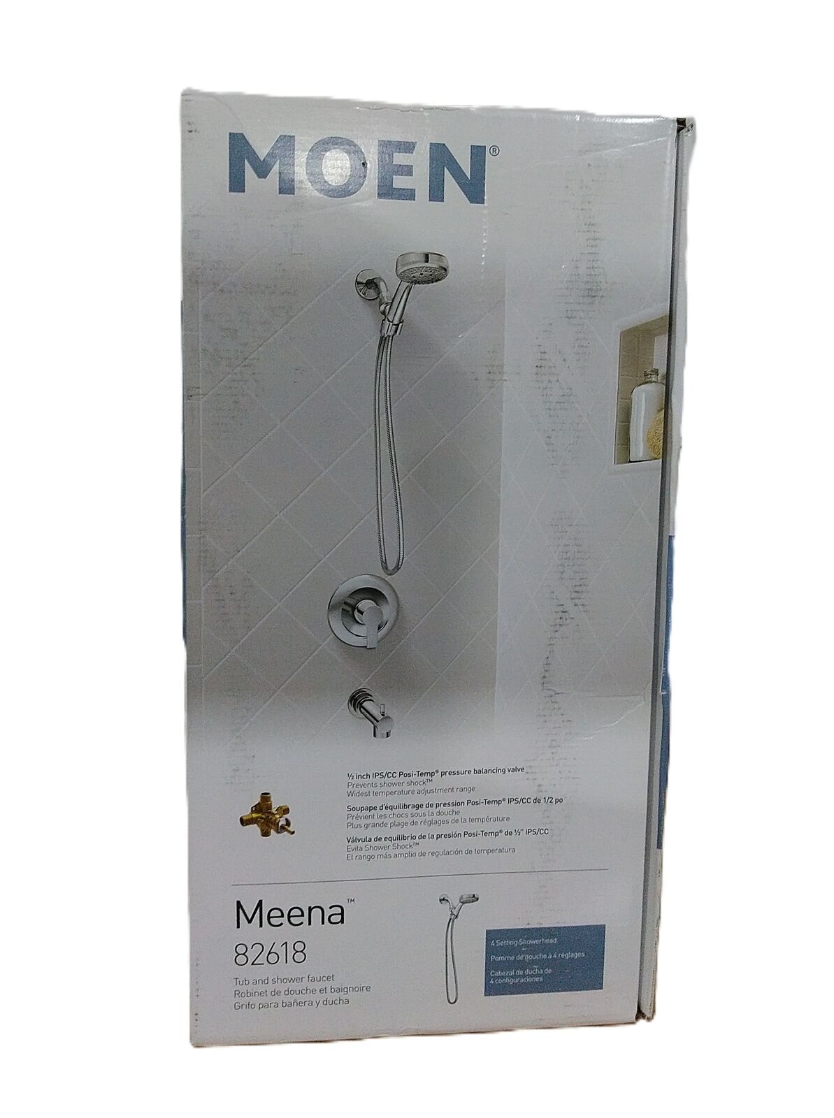 MOEN Meena 4-Spray Tub and Shower Faucet 1.75 GPM in. Chrome Valve Included