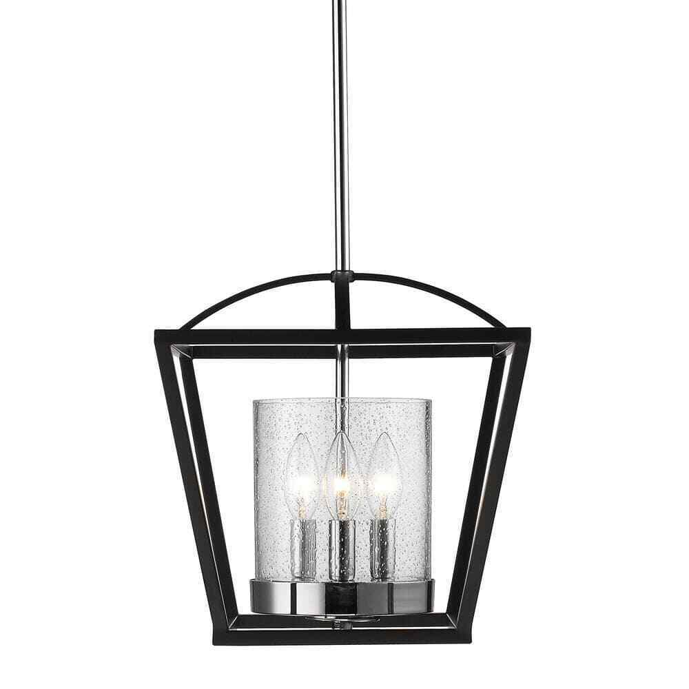 Golden Lighting Mercer 3-Light Black Semi-Flush Mount Light