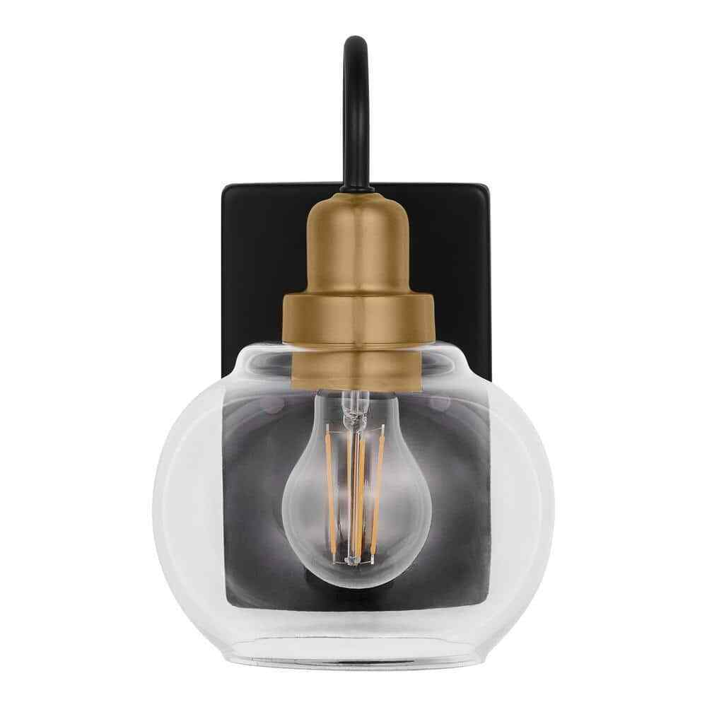 Home Decorators Halyn 4.5 in. 1-Light Matte Black Indoor Wall Sconce
