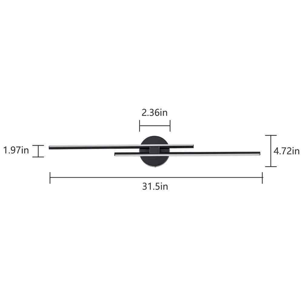EDISLIVE Bourget Modern Black LED Bath Vanity Light Bar Wall Sconce