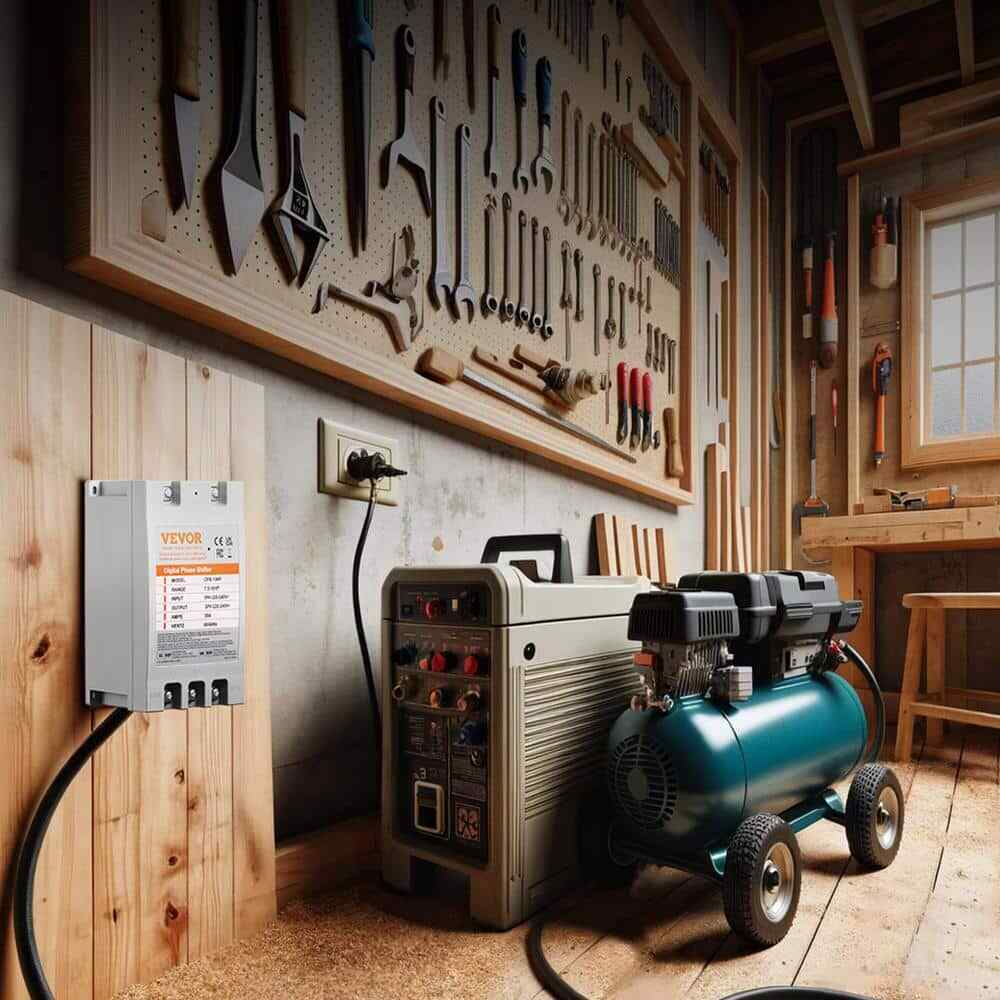 VEVOR 3 Phase Converter 10HP 30 Amp 220-Volt 1 Phase to 3 Phase Shifter