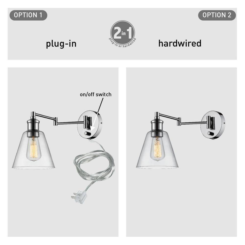 Globe Electric LeClair 1-Light Chrome Swing Arm Wall Sconce 65704