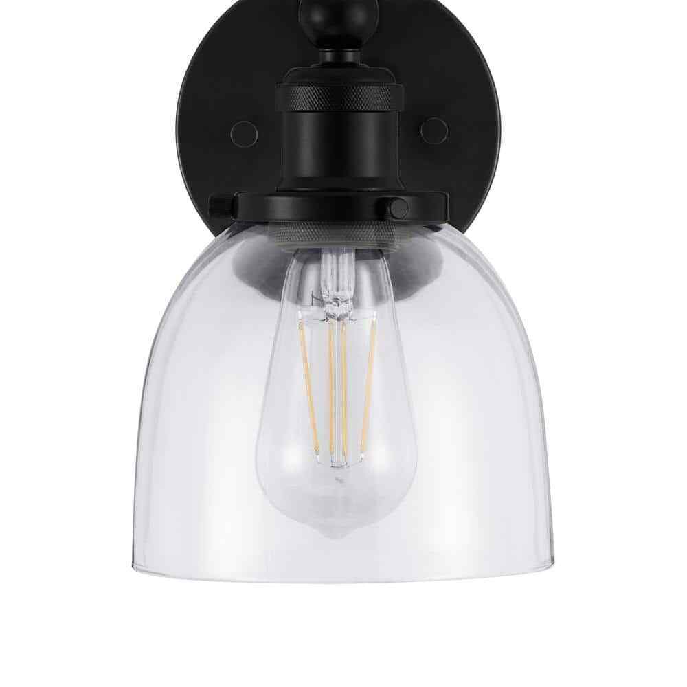 Home Decorators Evelyn Matte Black Indoor Wall Sconce