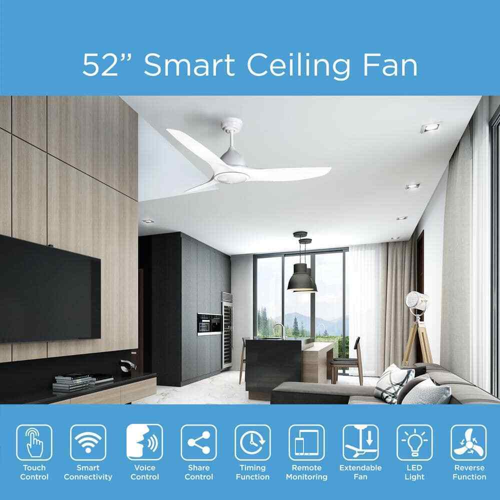 ProMounts Smart WiFi LED 52 in. Ceiling Fan with Light and Remote. Alexa Google