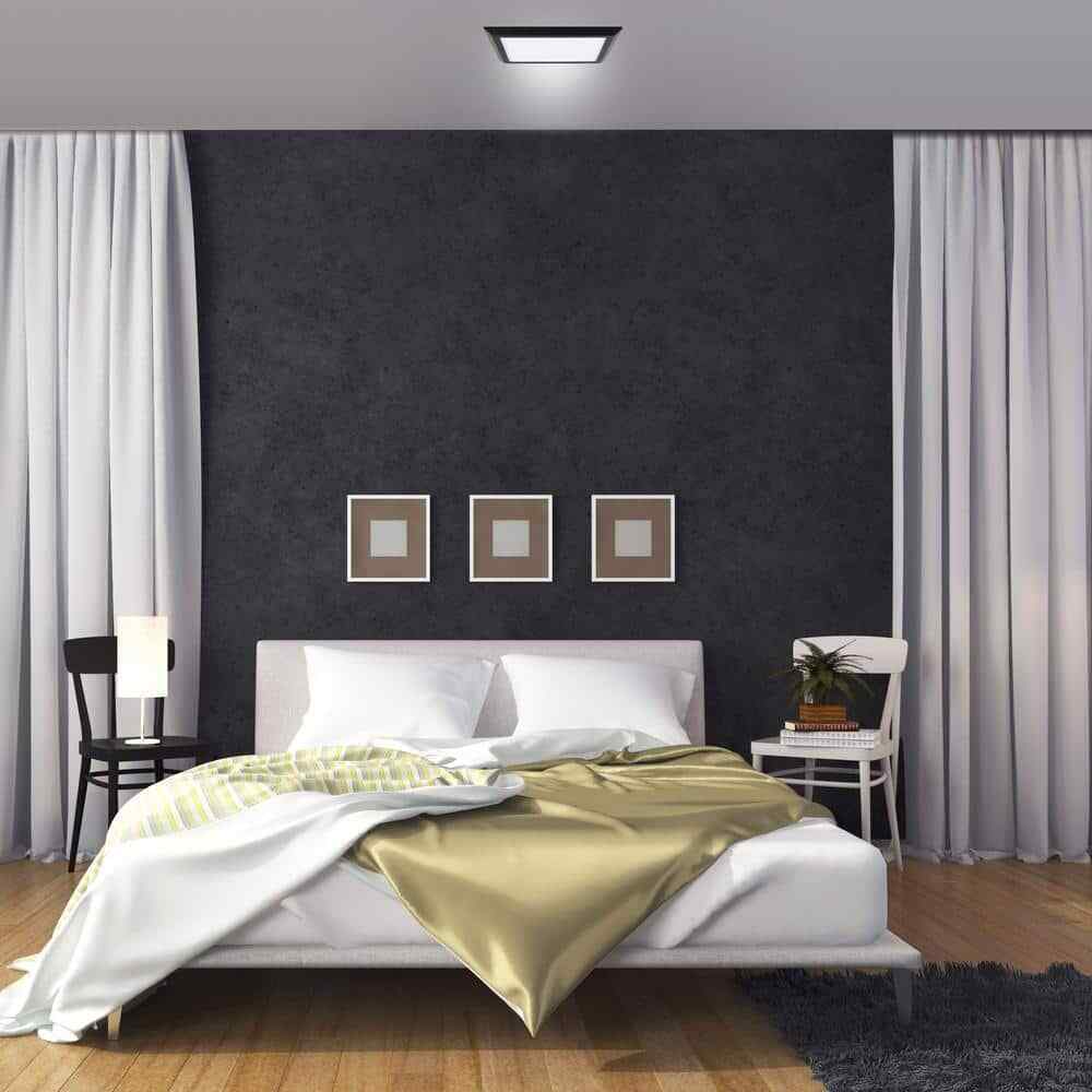 NEXT GLOW Ultra-Slim Luxurious Edge-lit 7 in. Black 4000K LED Flush Mount