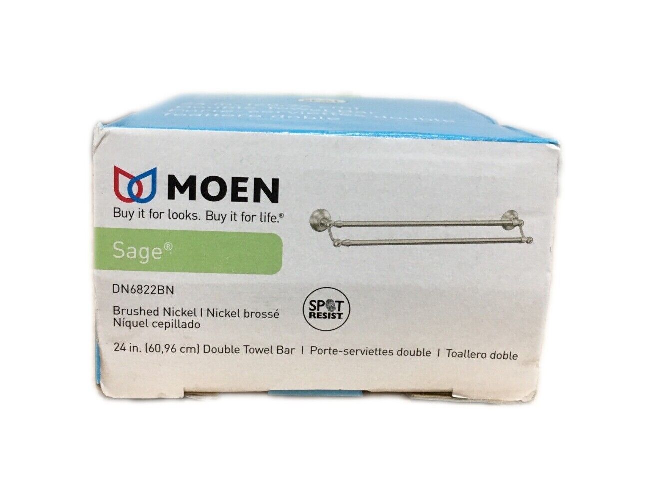MOEN Sage 24 in. Double Towel Bar in Spot Resist Brushed Nickel DN6822BN