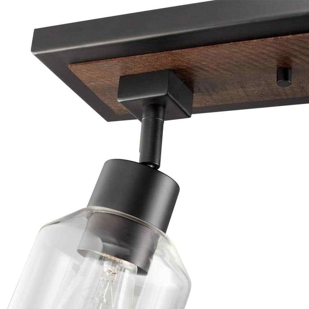 Globe Electric Griffith 25 in. 3-Light Faux Wood and Matte Black Track Light