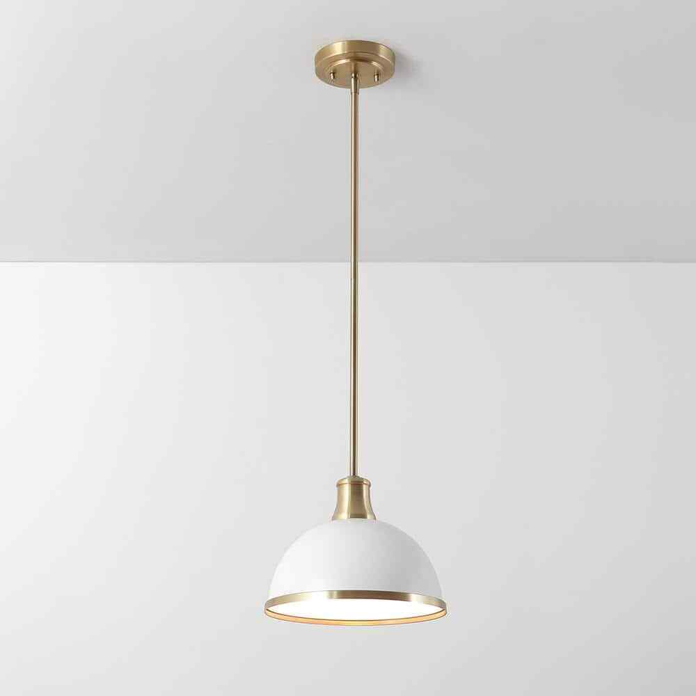 Globe Electric Beckett 1-Light Matte White Pendant Light with Metal Shade