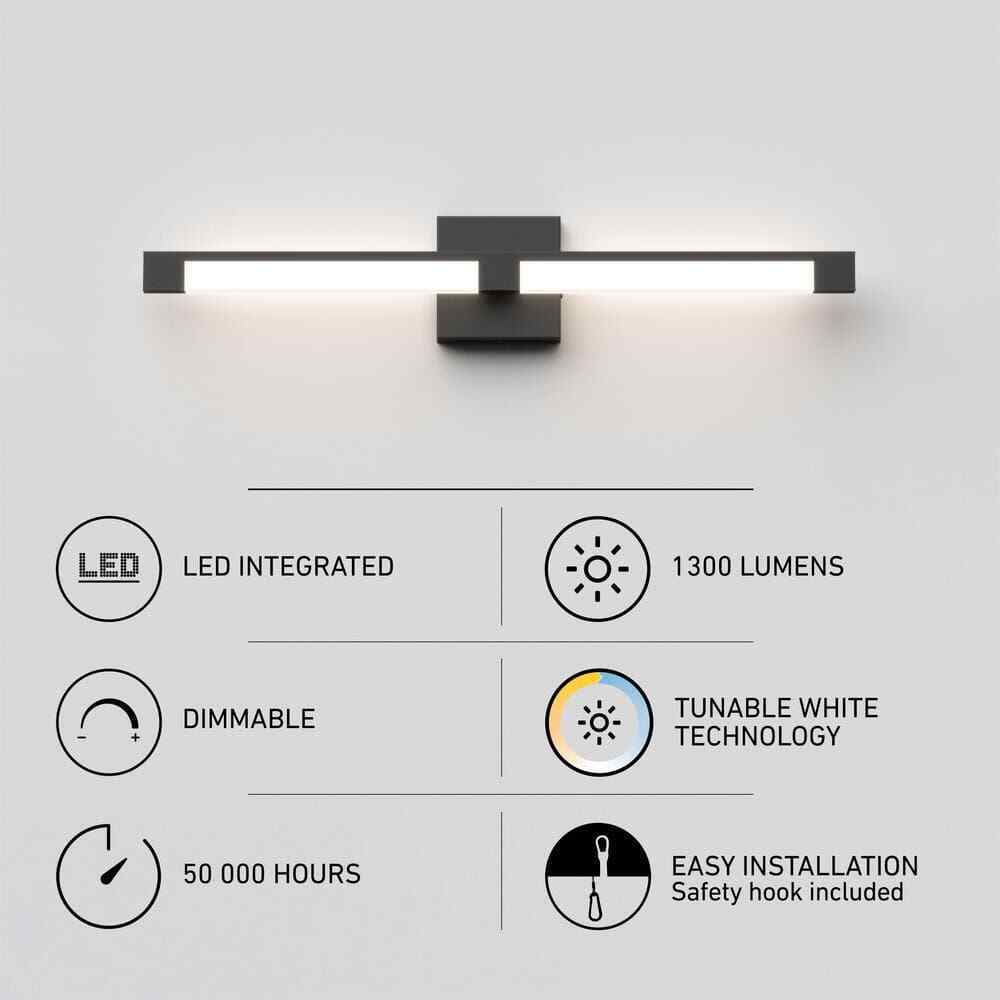 Artika Tivoli 27 in. Integrated LED Matte Black Vanity Light Bar Wall Fixture